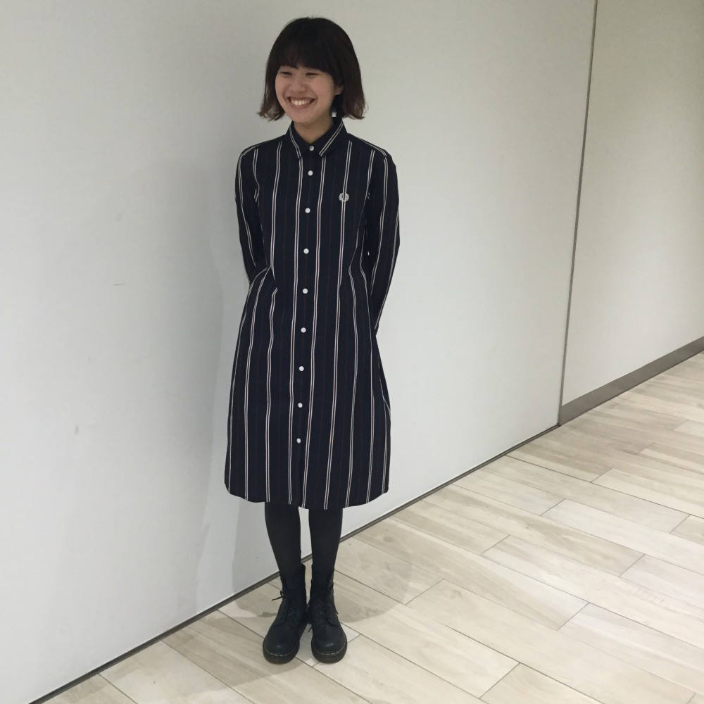 石見銀山 FRED PERRY コントラスト カラー シャツ ドレス ワンピース 