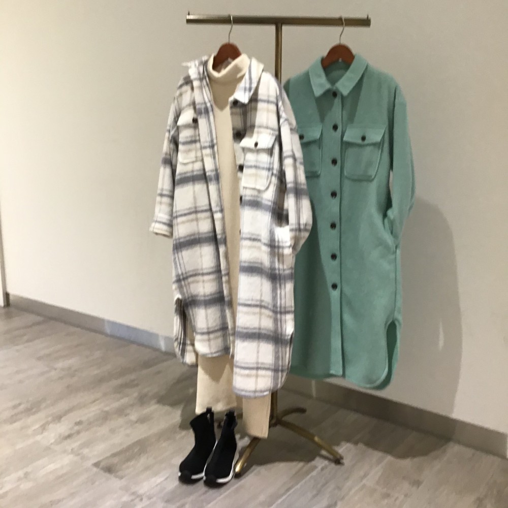 《ViS》シャギーチェックCPOロングジャケット